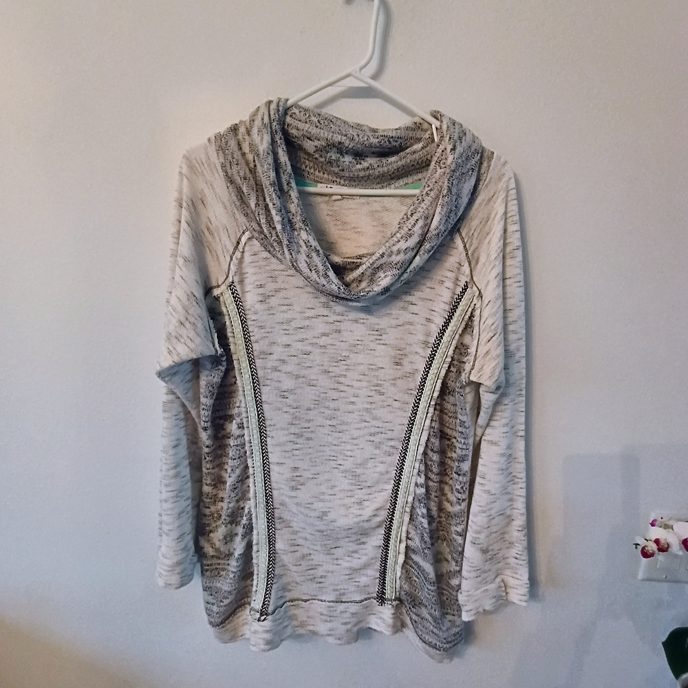 Jolt Cowl Neck Tunic Sweatshirt Boho Cozy Heather Knit Pullover Lounge Top XL